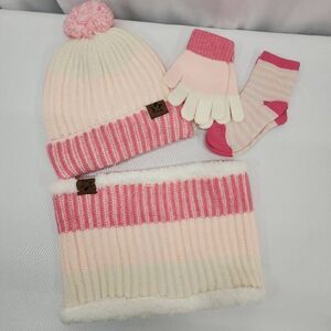 April Frogs Kids Hat Gloves Scarf Set: Winter Warm Beanie Hats Toddler Knit Neck